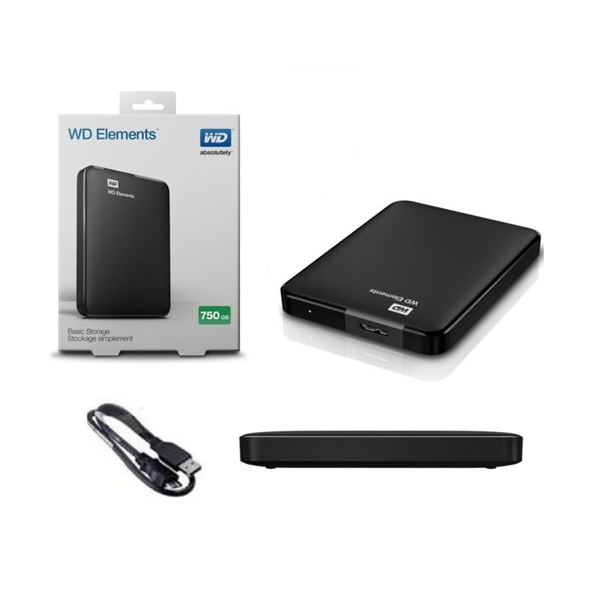 WESTERN DIGITAL - WD ELEMENTS PORTABLE 750GB BLACK EXTERNAL HARD DRIVE (WDBUZG7500ABK-EESN)