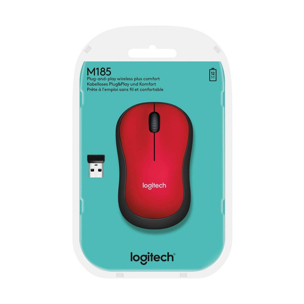 LOGITECH - M185 MOUSE - RIGHT AND LEFT-HANDED - OPTICAL - WIRELESS - 2.4 GHZ - USB WIRELESS RECEIVER (910-003635)