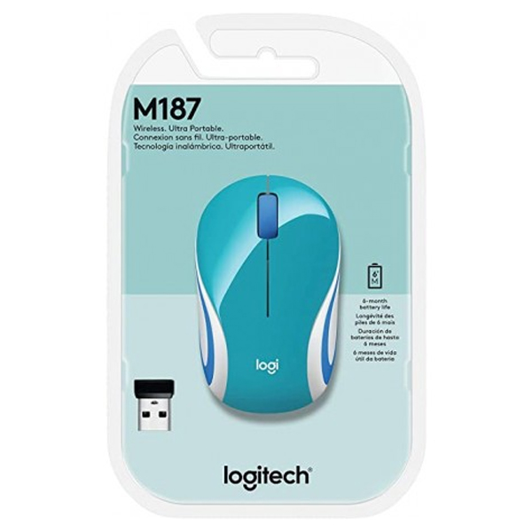 LOGITECH - MOUSE INALAMBRICO M187 AZUL BRILLANTE (910-005363)