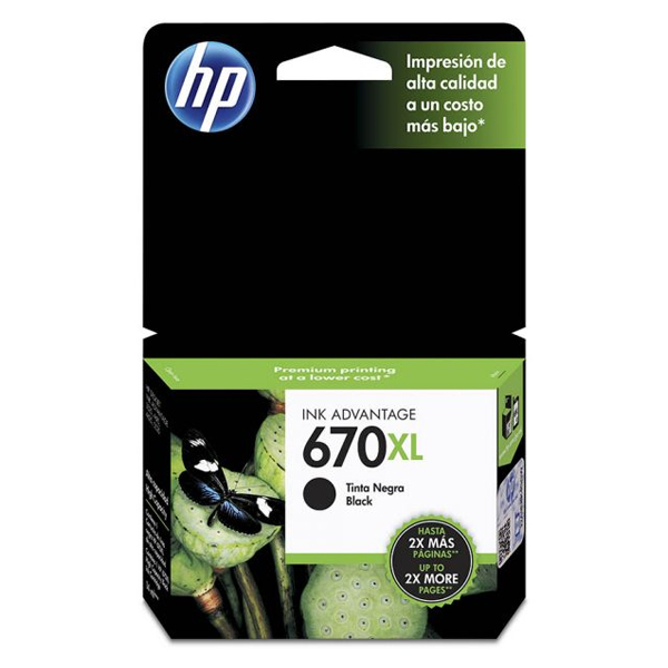 HP - TINTA NEGRA 670XL INK CARTRIDGE (CZ117AL)