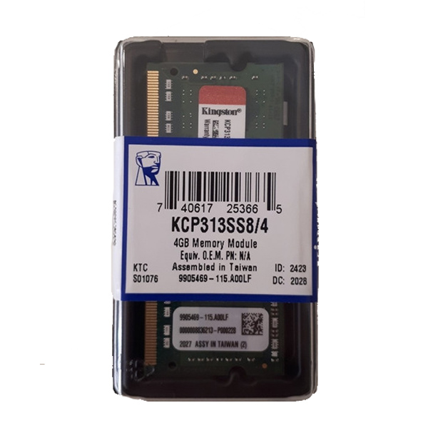 KINGSTON - MEMORIA RAM 4GB 1333MHZ SODIMM (KCP313SS8/4)