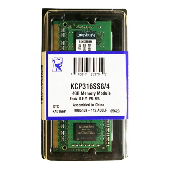 KINGSTON - SODIMM DDR3 4Gb KIN 1600Mhz (KCP316SS8/4)