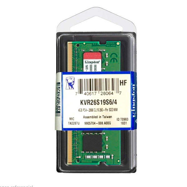 KINGSTON VALUERAM - 4GB 2666MHZ DDR4 SODIMM MEMORIA RAM (KVR26S19S6/4)