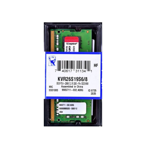 KINGSTON VALUERAM - 8GB 2666MHZ DDR4 SODIMM MEMORIA RAM 16GBIT (KVR26S19S6/8)